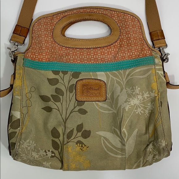 Fossil canvas & leather handbag shoulder strap EUC - Picture 5 of 8